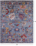 Blue Turkish Oushak Hand Knotted Wool Rug - 8' 9" X 11' 9" - Golden Nile