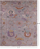 Grey Turkish Oushak Hand Knotted Wool Rug - 7' 11" X 9' 9" - Golden Nile