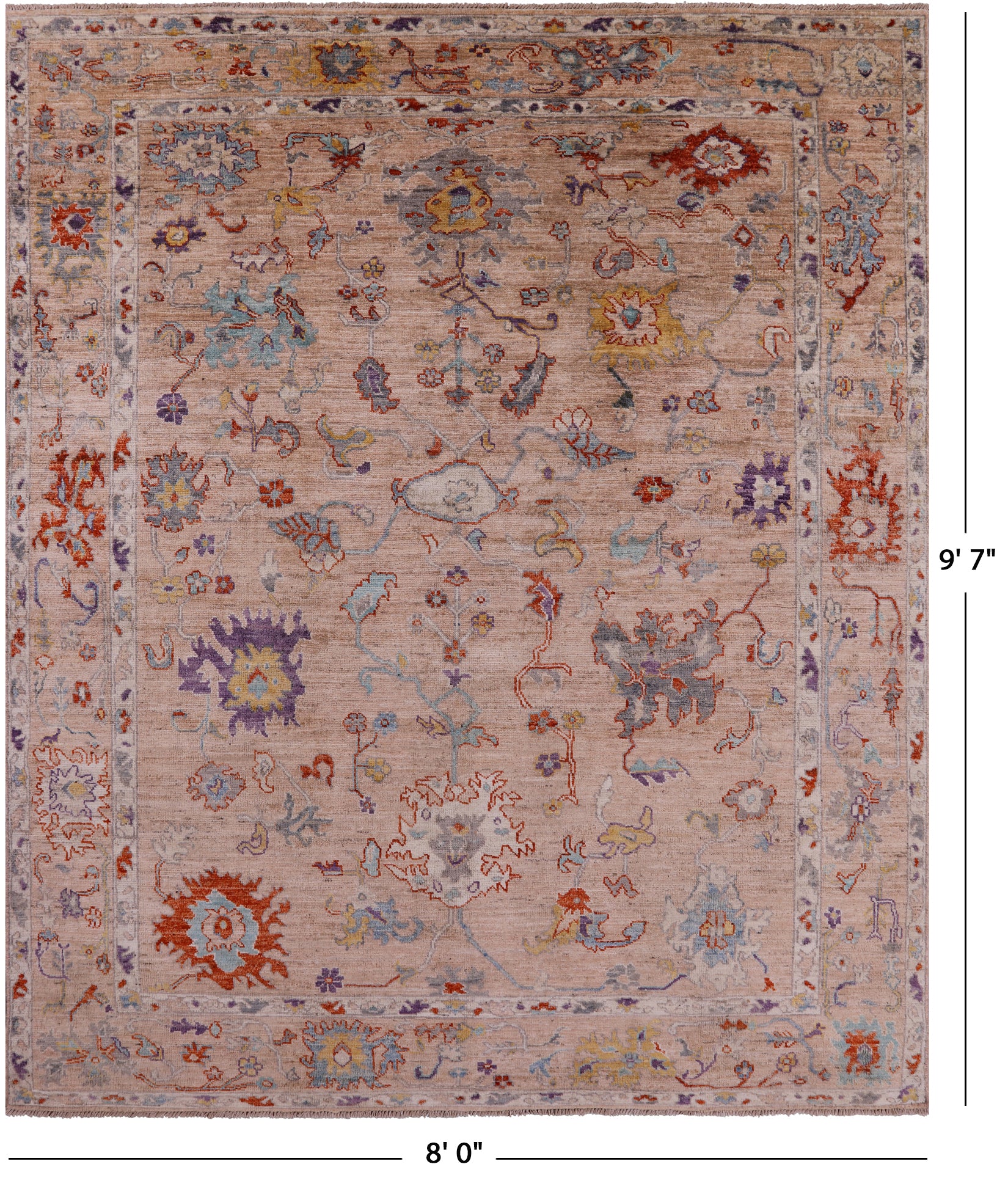 Turkish Oushak Hand Knotted Wool Rug - 8' 0" X 9' 7" - Golden Nile
