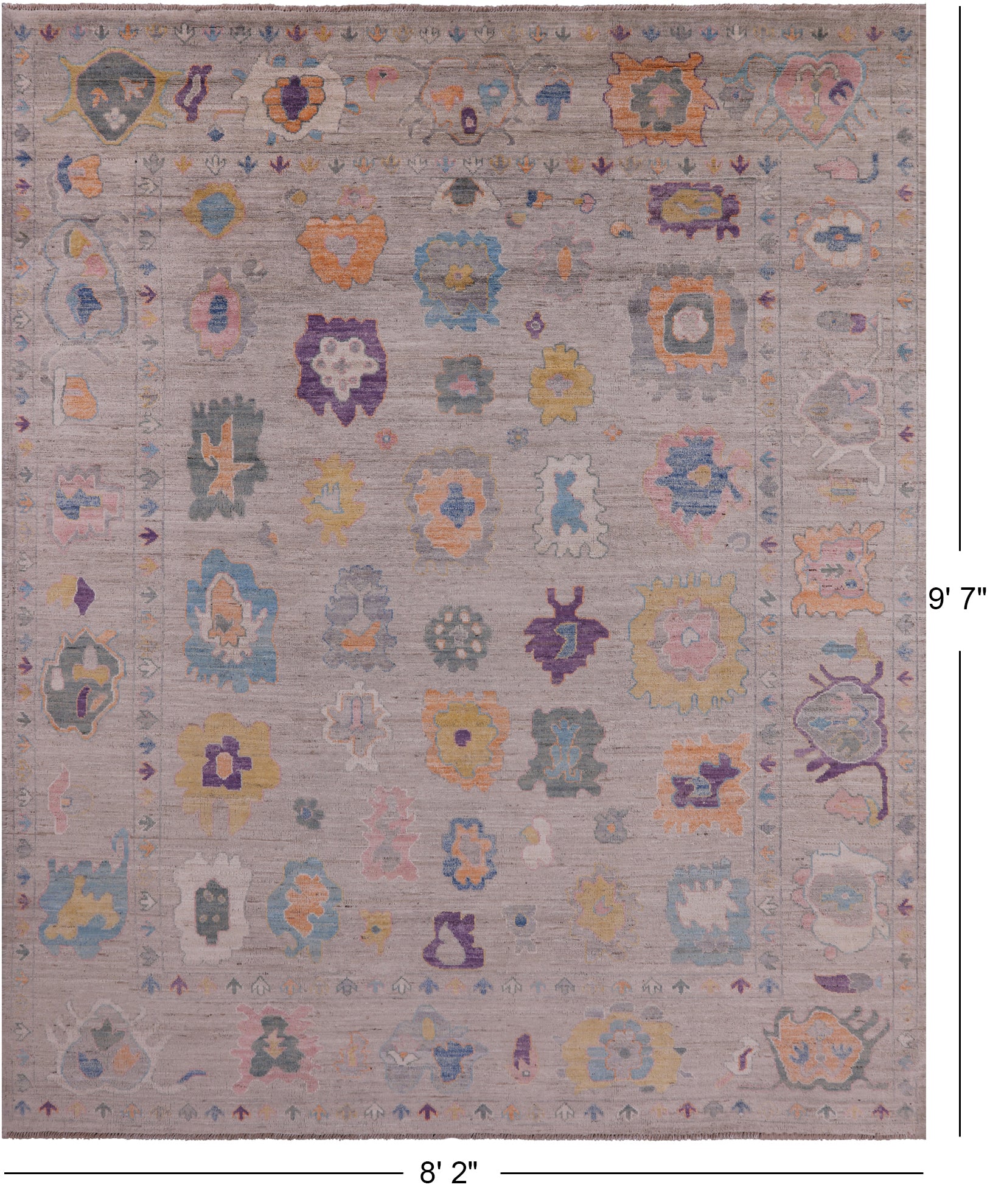 Turkish Oushak Handmade Wool Rug - 8' 2" X 9' 7" - Golden Nile