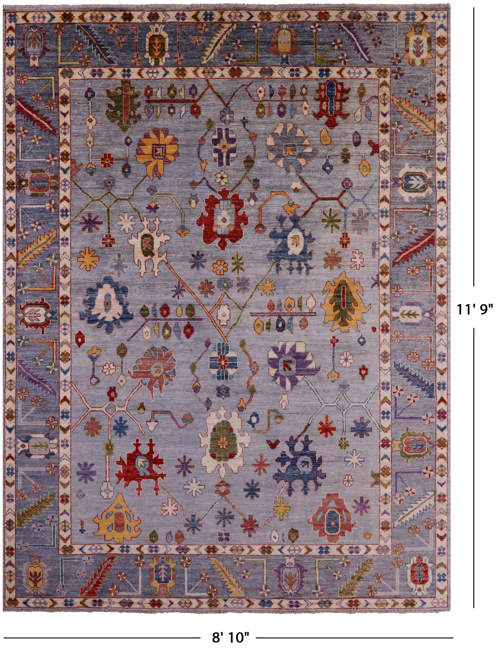 Turkish Oushak Handmade Wool Rug - 8' 10" X 11' 9" - Golden Nile