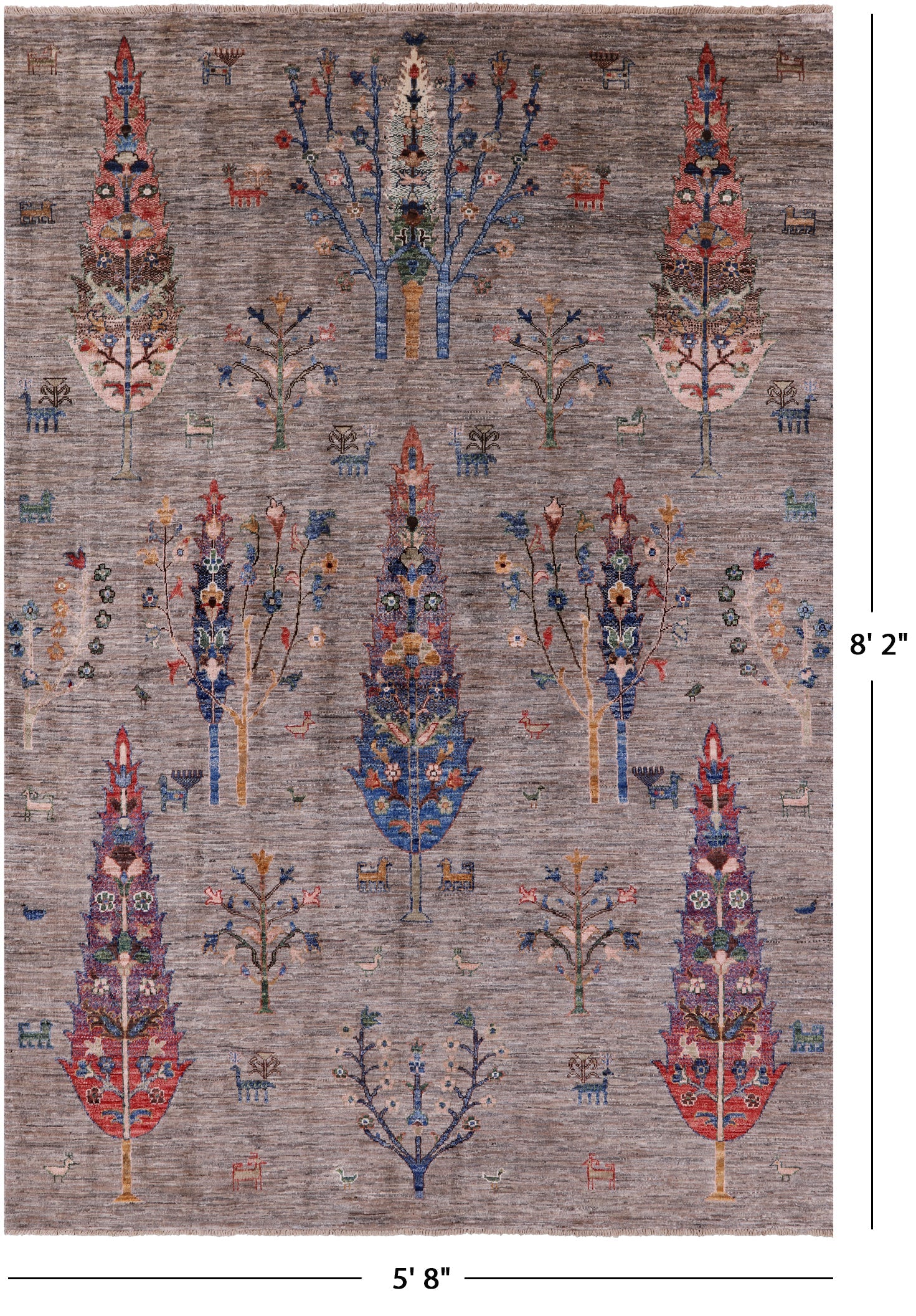 Tribal Persian Gabbeh Hand Knotted Wool Rug - 5' 8" X 8' 2" - Golden Nile