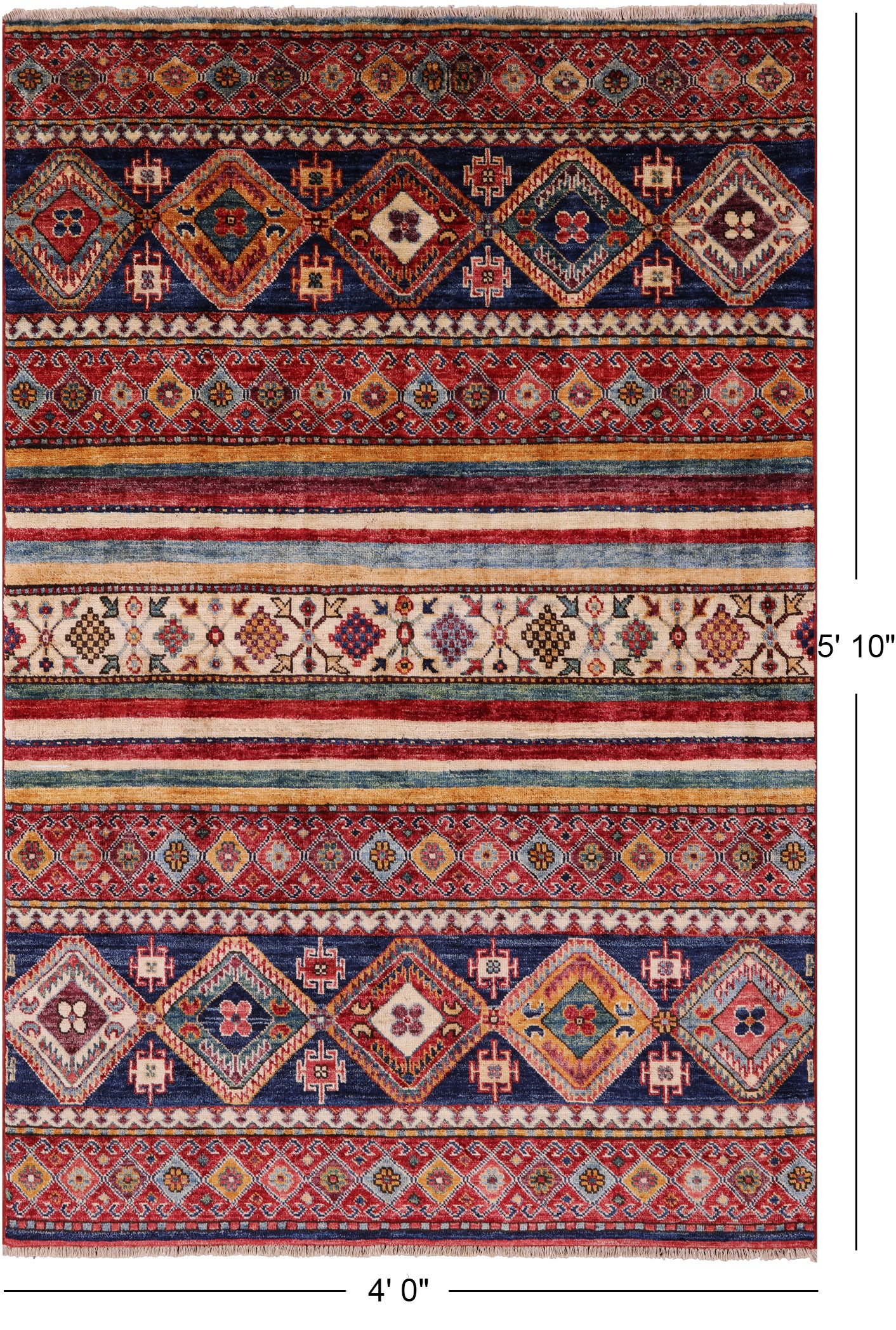 Khorjin Persian Gabbeh Hand Knotted Wool Rug - 4' 0" X 5' 10" - Golden Nile