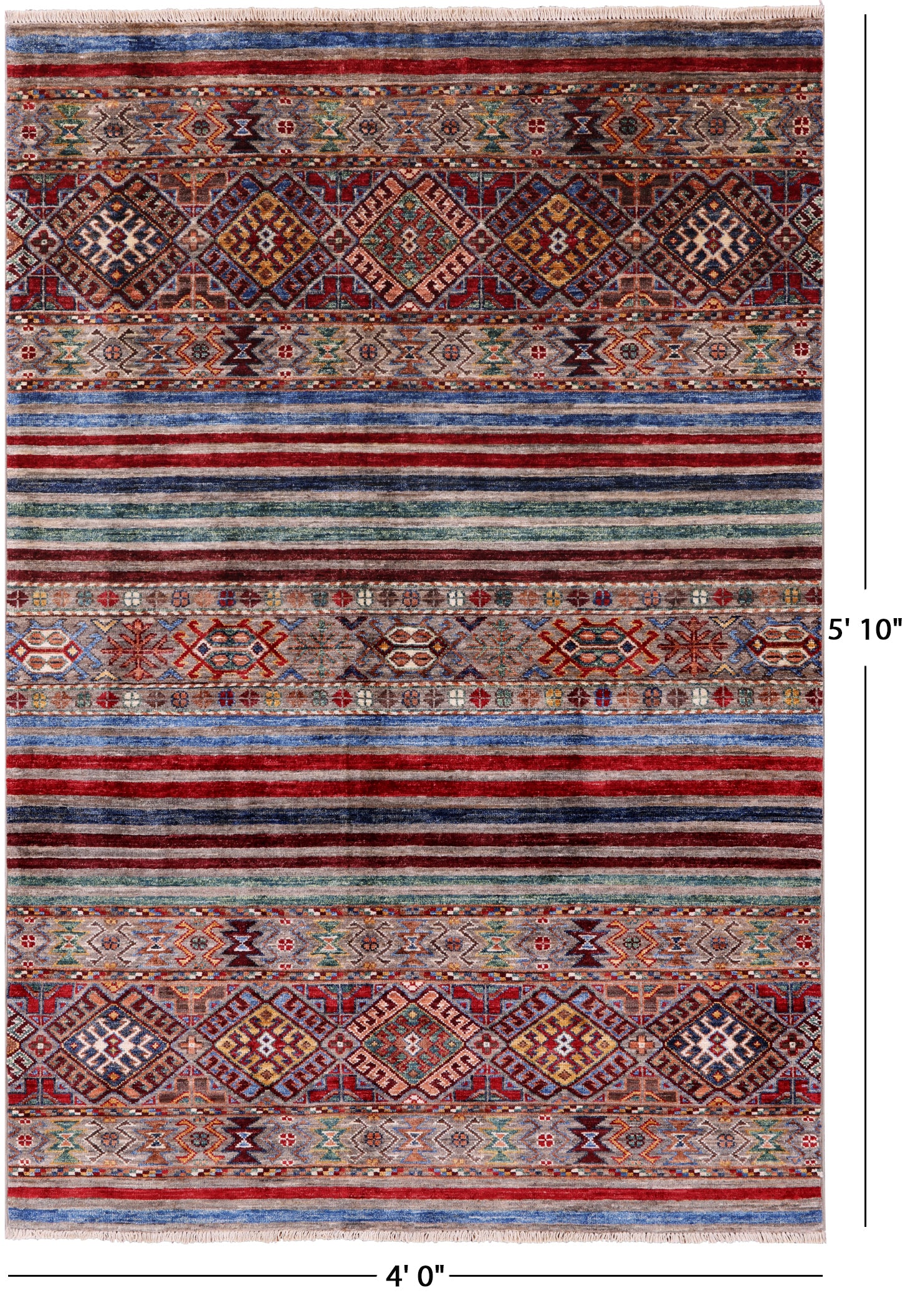Khorjin Persian Gabbeh Hand Knotted Wool Rug - 4' 0" X 5' 10" - Golden Nile