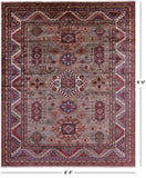 Super Kazak Hand Knotted Wool Rug - 8' 4" X 9' 9" - Golden Nile