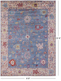 Blue Turkish Oushak Handmade Wool Rug - 9' 9" X 13' 4" - Golden Nile