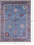 Blue Turkish Oushak Hand Knotted Wool Rug - 8' 11" X 11' 11" - Golden Nile