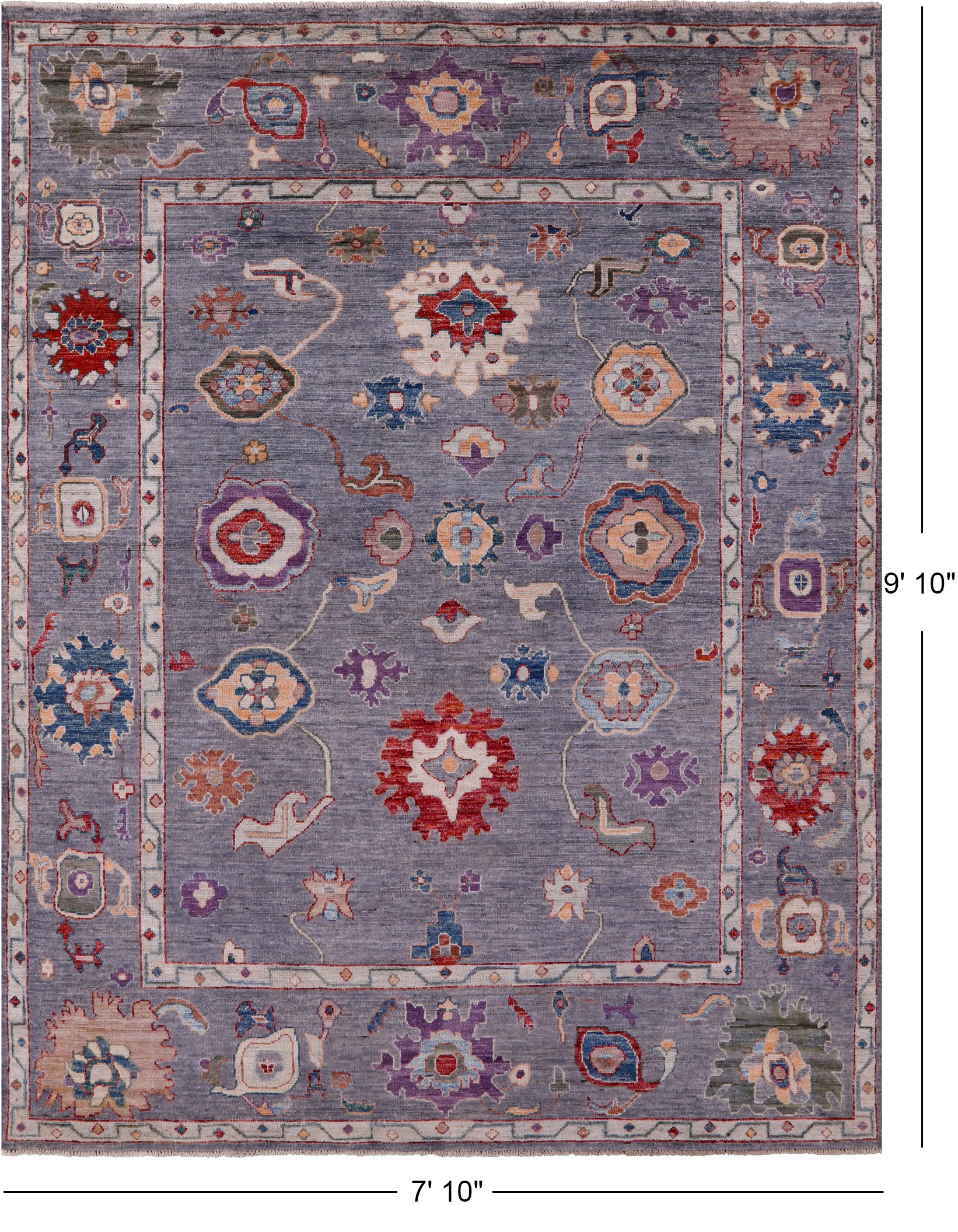 Grey Turkish Oushak Hand Knotted Wool Rug - 7' 10" X 9' 10" - Golden Nile