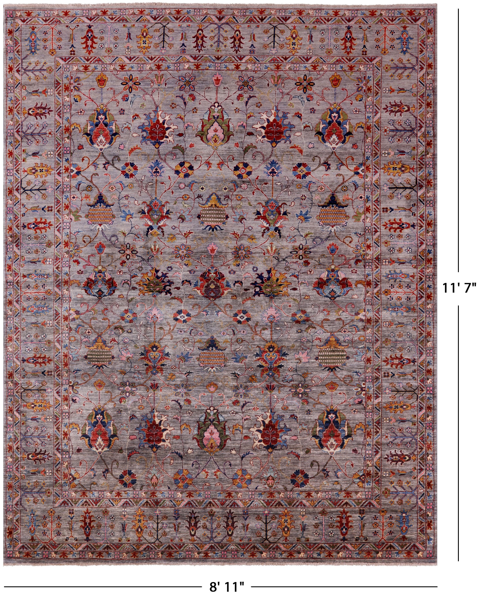Peshawar Hand Knotted Wool Rug - 8' 11" X 11' 7" - Golden Nile