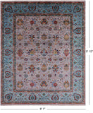 Grey Peshawar Handmade Wool Rug - 8' 1" X 9' 10" - Golden Nile