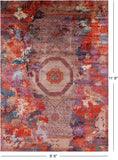 Abstract Modern Mamluk Hand Knotted Wool Rug - 8' 8" X 11' 8" - Golden Nile