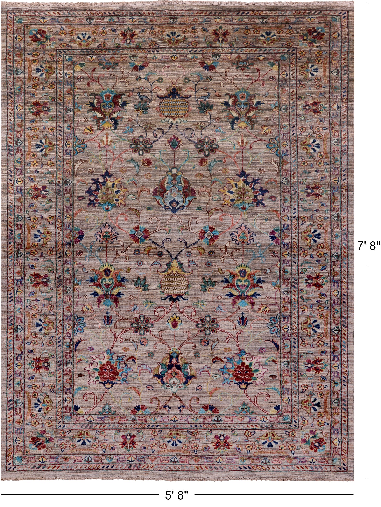 Peshawar Hand Knotted Wool Rug - 5' 8" X 7' 8" - Golden Nile
