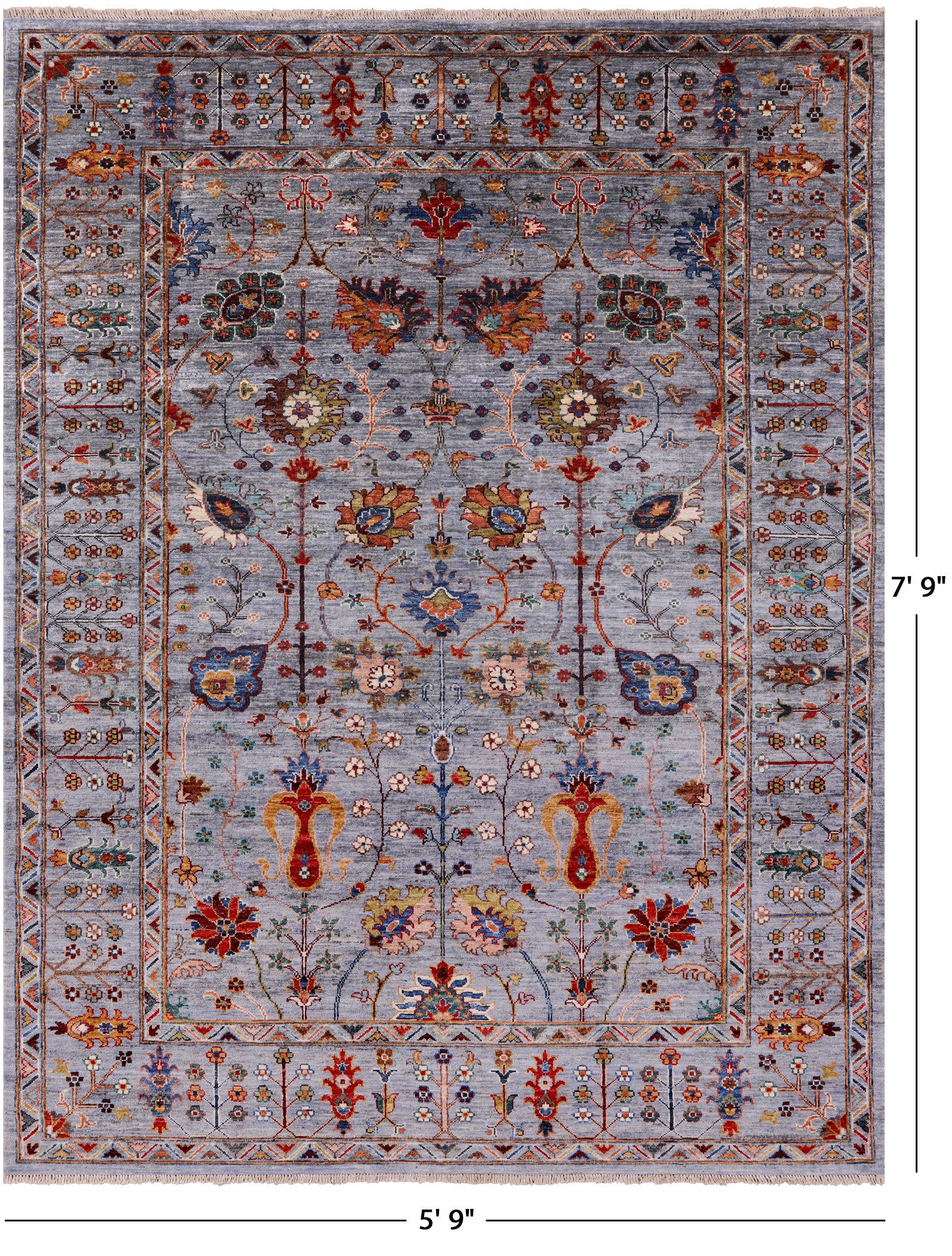 Peshawar Hand Knotted Wool Rug - 5' 9" X 7' 9" - Golden Nile