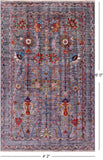 Grey Peshawar Hand Knotted Wool Rug - 4' 2" X 6' 0" - Golden Nile