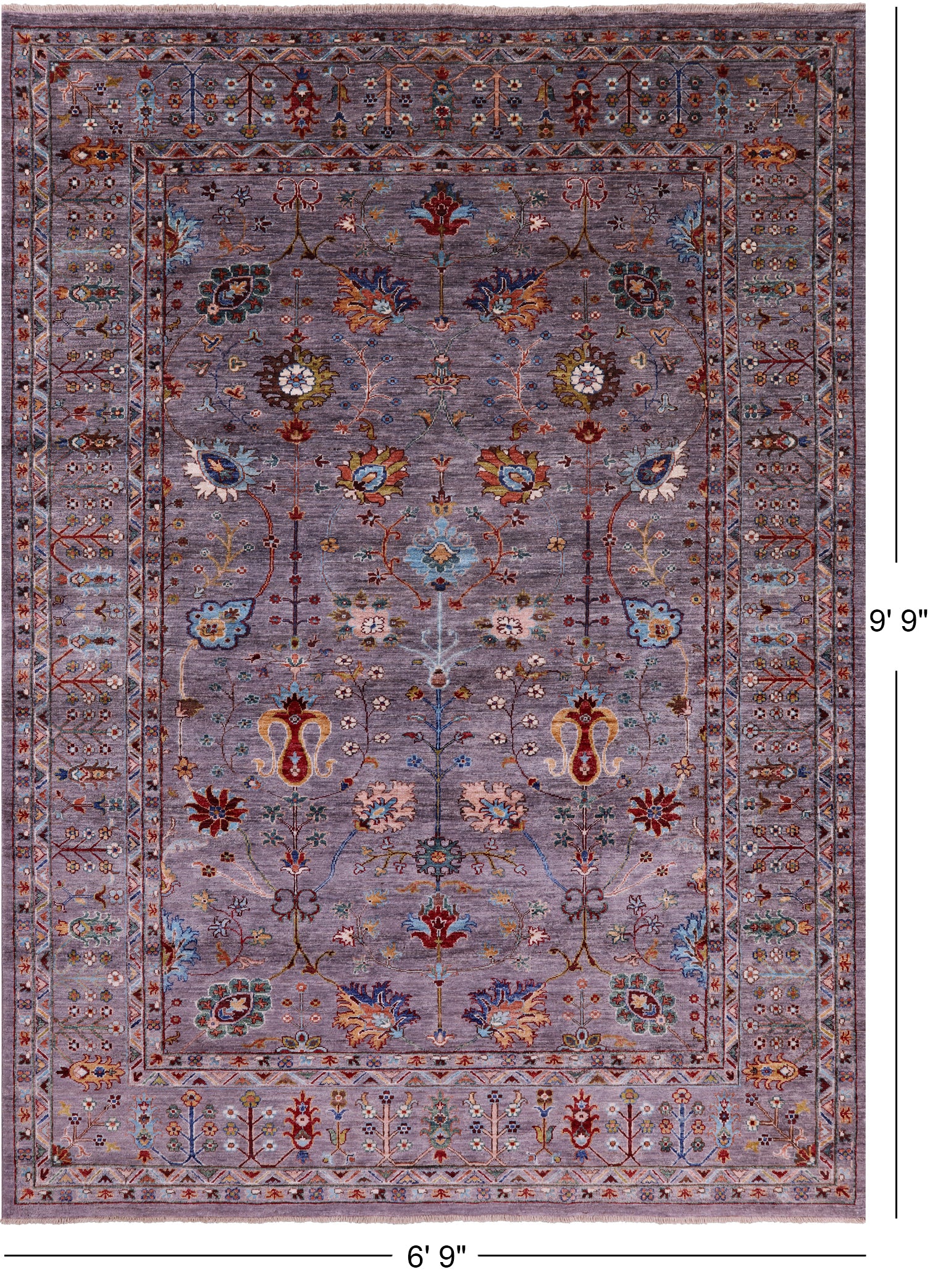 Peshawar Hand Knotted Wool Rug - 6' 9" X 9' 9" - Golden Nile