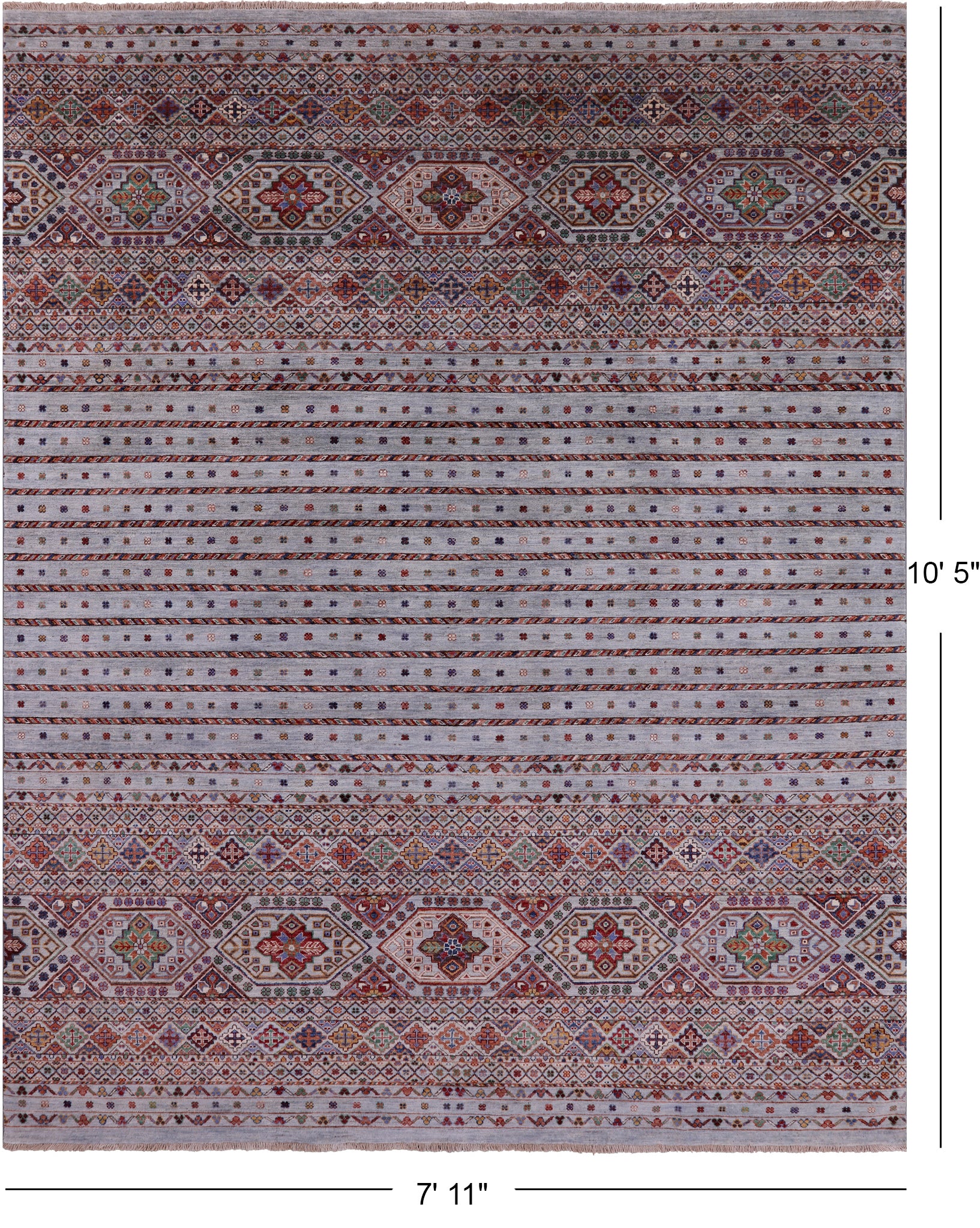 Khorjin Persian Gabbeh Hand Knotted Wool Rug - 7' 11" X 10' 5" - Golden Nile