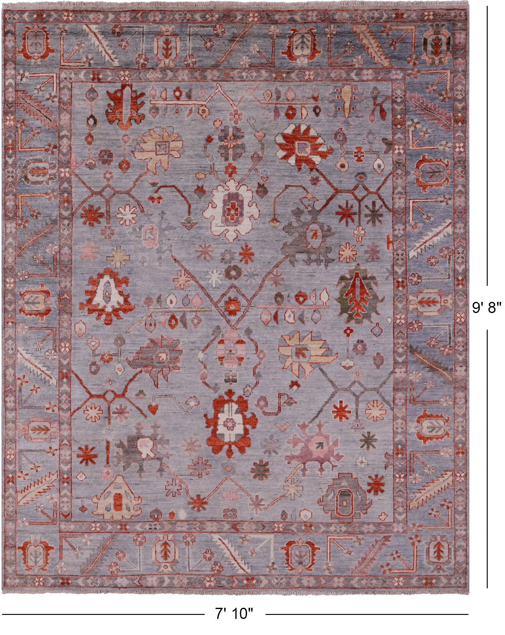 Turkish Oushak Handmade Wool Rug - 7' 10" X 9' 8" - Golden Nile