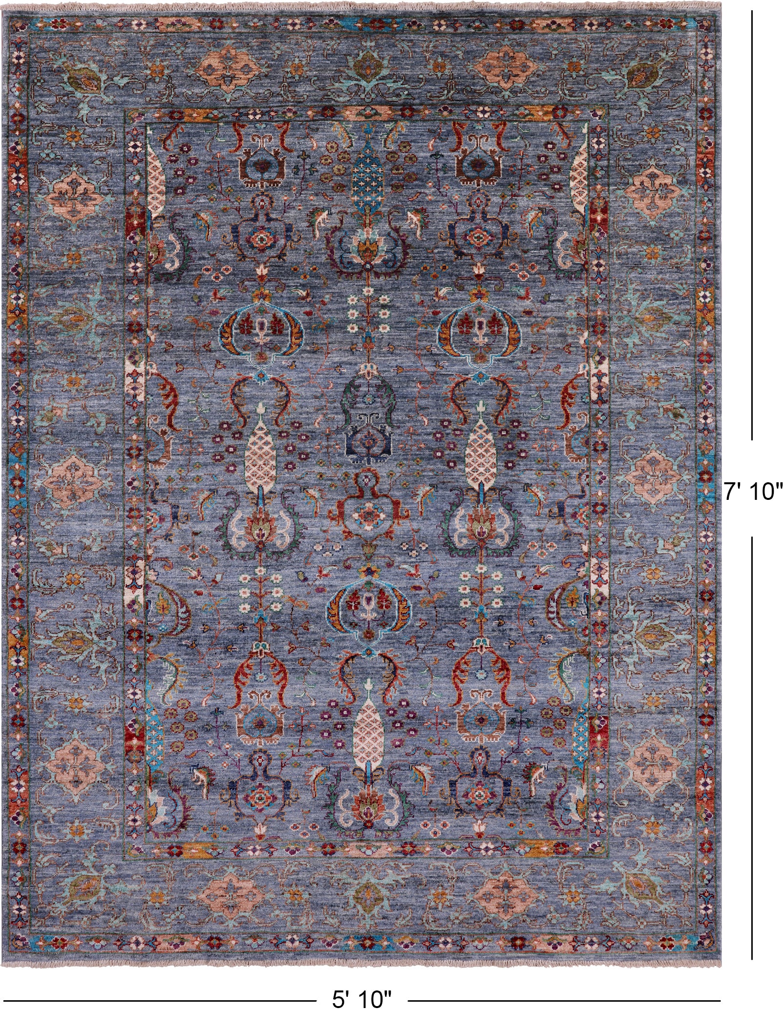 Peshawar Hand Knotted Wool Rug - 5' 10" X 7' 10" - Golden Nile