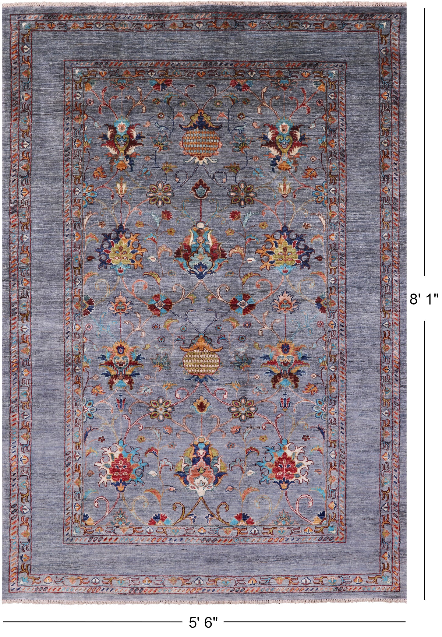 Peshawar Hand Knotted Wool Rug - 5' 6" X 8' 1" - Golden Nile