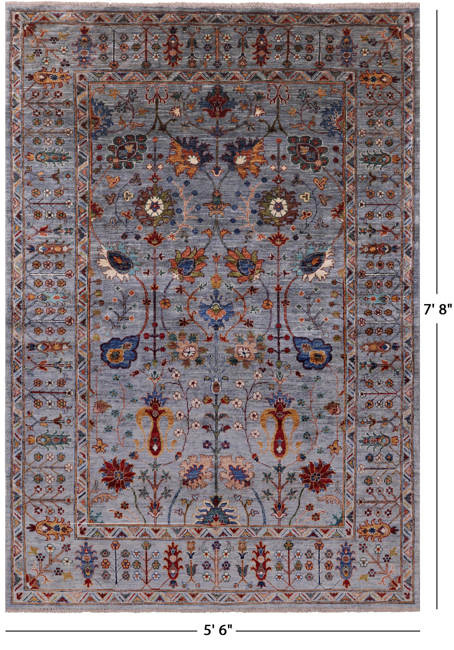 Peshawar Hand Knotted Wool Rug - 5' 6" X 7' 8" - Golden Nile