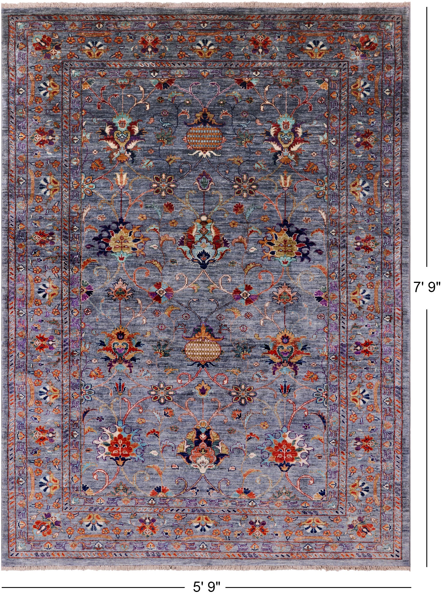 Peshawar Handmade Wool Rug - 5' 9" X 7' 9" - Golden Nile