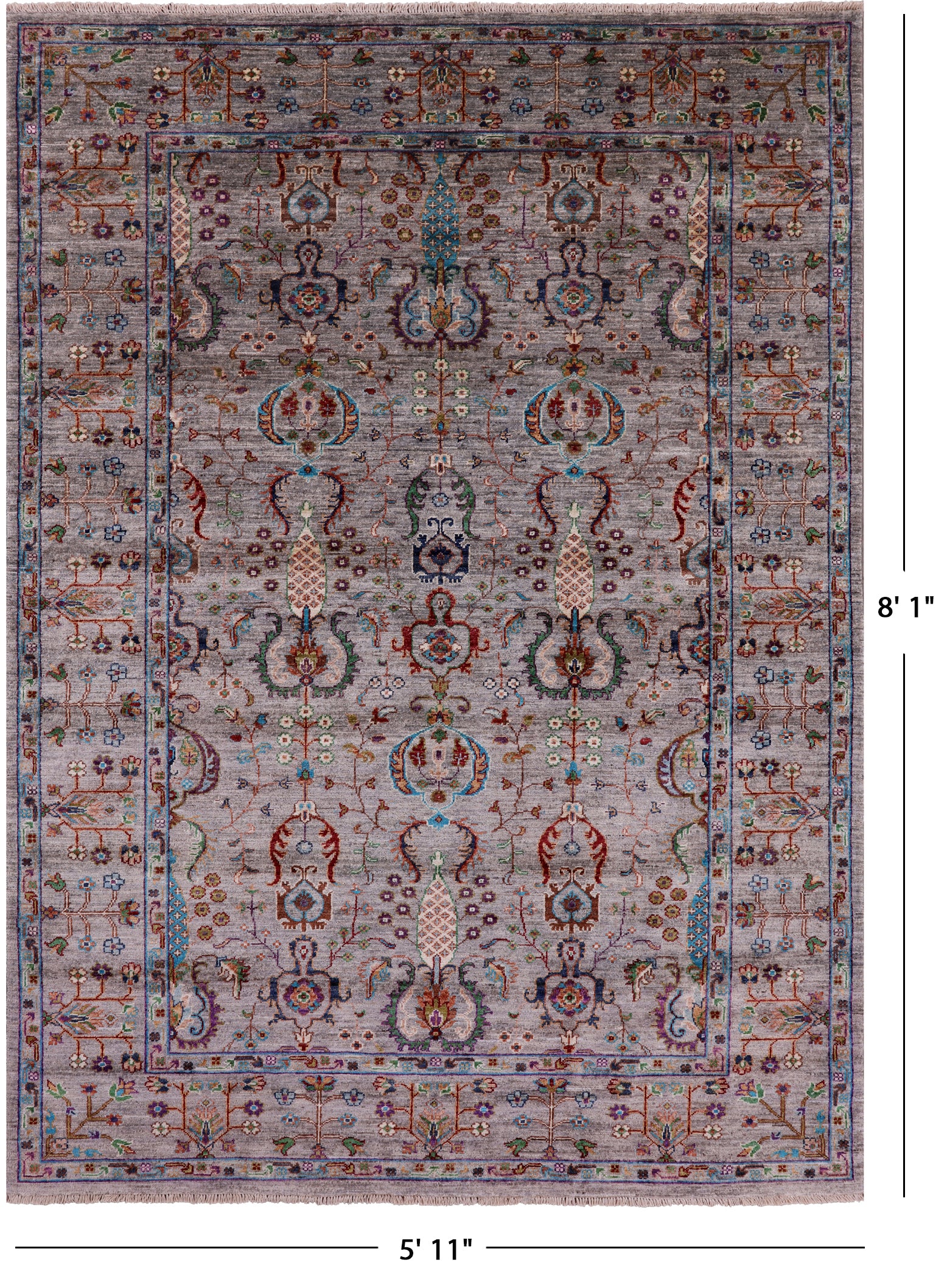 Peshawar Handmade Wool Rug - 5' 11" X 8' 1" - Golden Nile