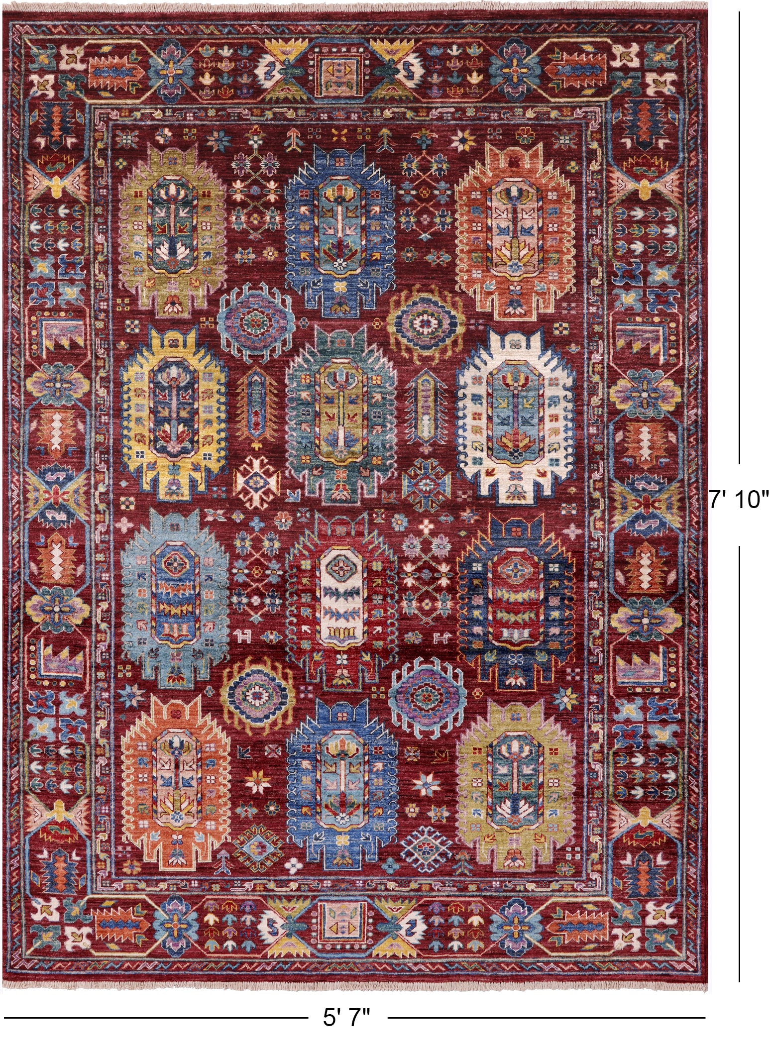 Turkmen Ersari Hand Knotted Wool Rug - 5' 7" X 7' 10" - Golden Nile