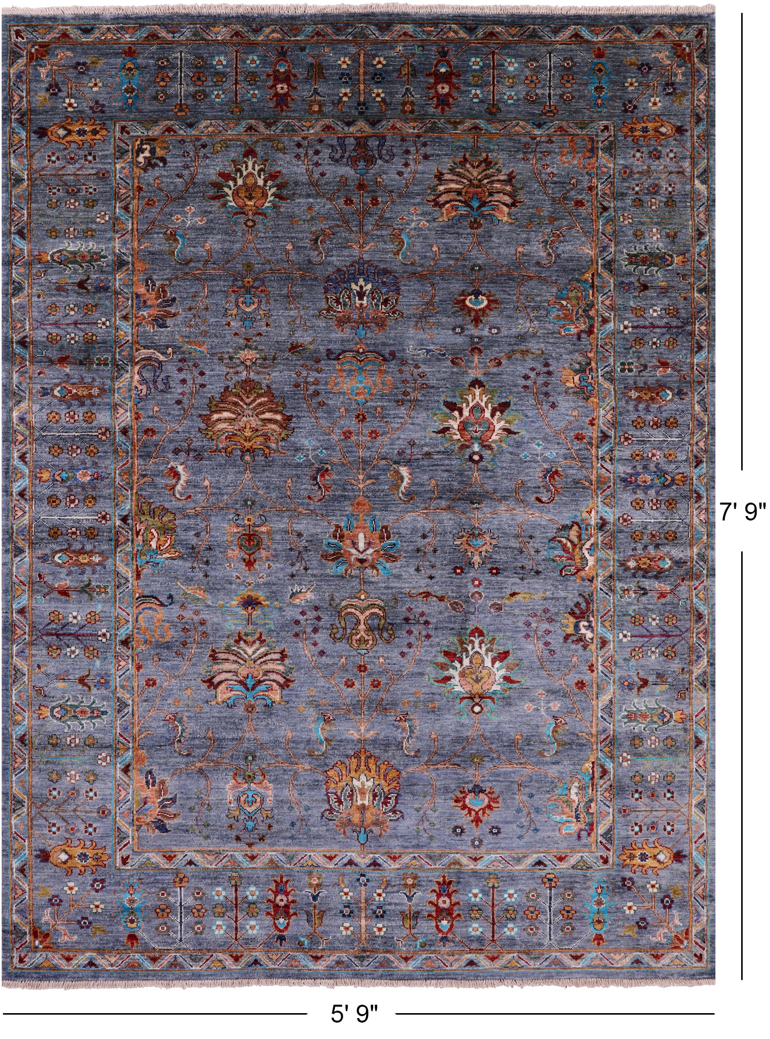 Peshawar Handmade Wool Rug - 5' 9" X 7' 9" - Golden Nile