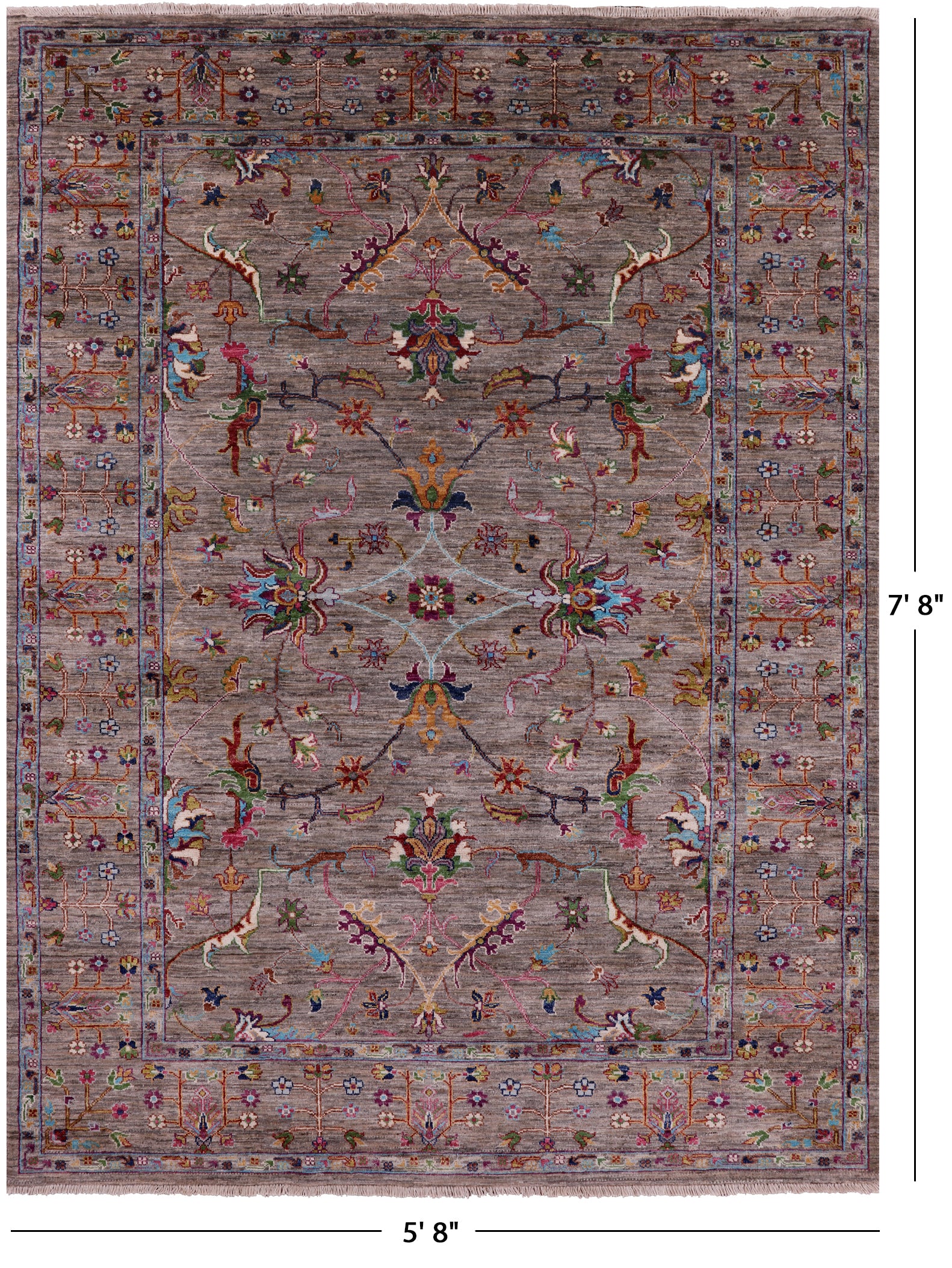 Peshawar Hand Knotted Wool Rug - 5' 8" X 7' 8" - Golden Nile