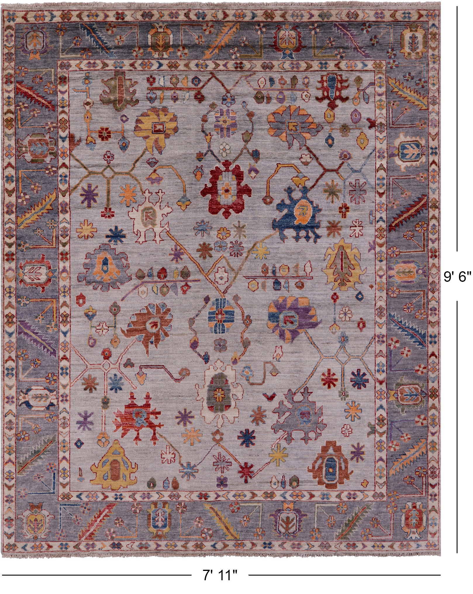 Turkish Oushak Hand Knotted Wool Rug - 7' 11" X 9' 6" - Golden Nile