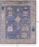 Blue Turkish Oushak Hand Knotted Wool Rug - 8' 1" X 9' 9" - Golden Nile