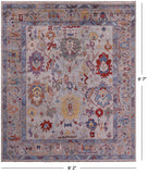 Grey Turkish Oushak Hand Knotted Wool Rug - 8' 2" X 9' 7" - Golden Nile