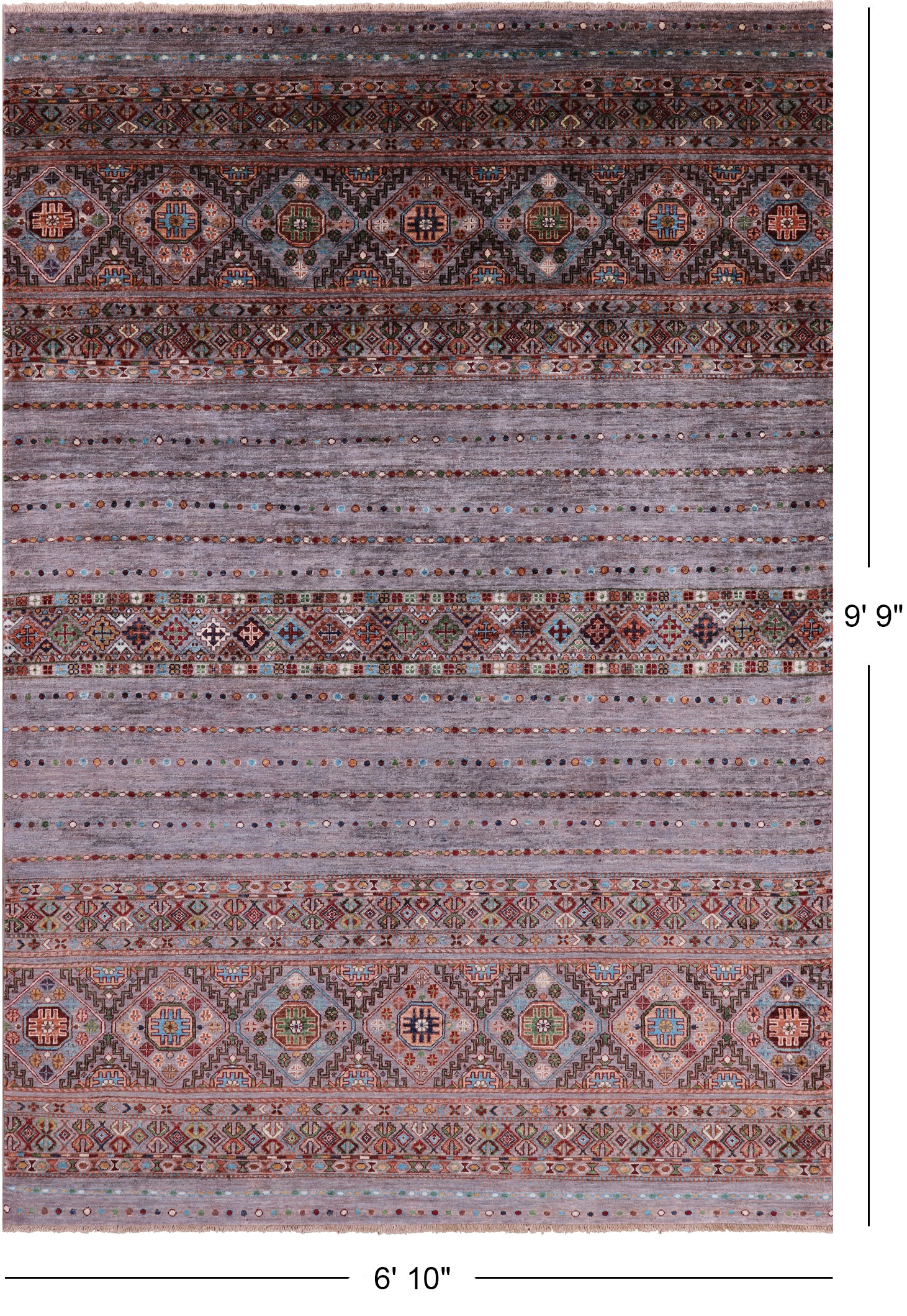 Khorjin Persian Gabbeh Hand Knotted Wool Rug - 6' 10" X 9' 9" - Golden Nile