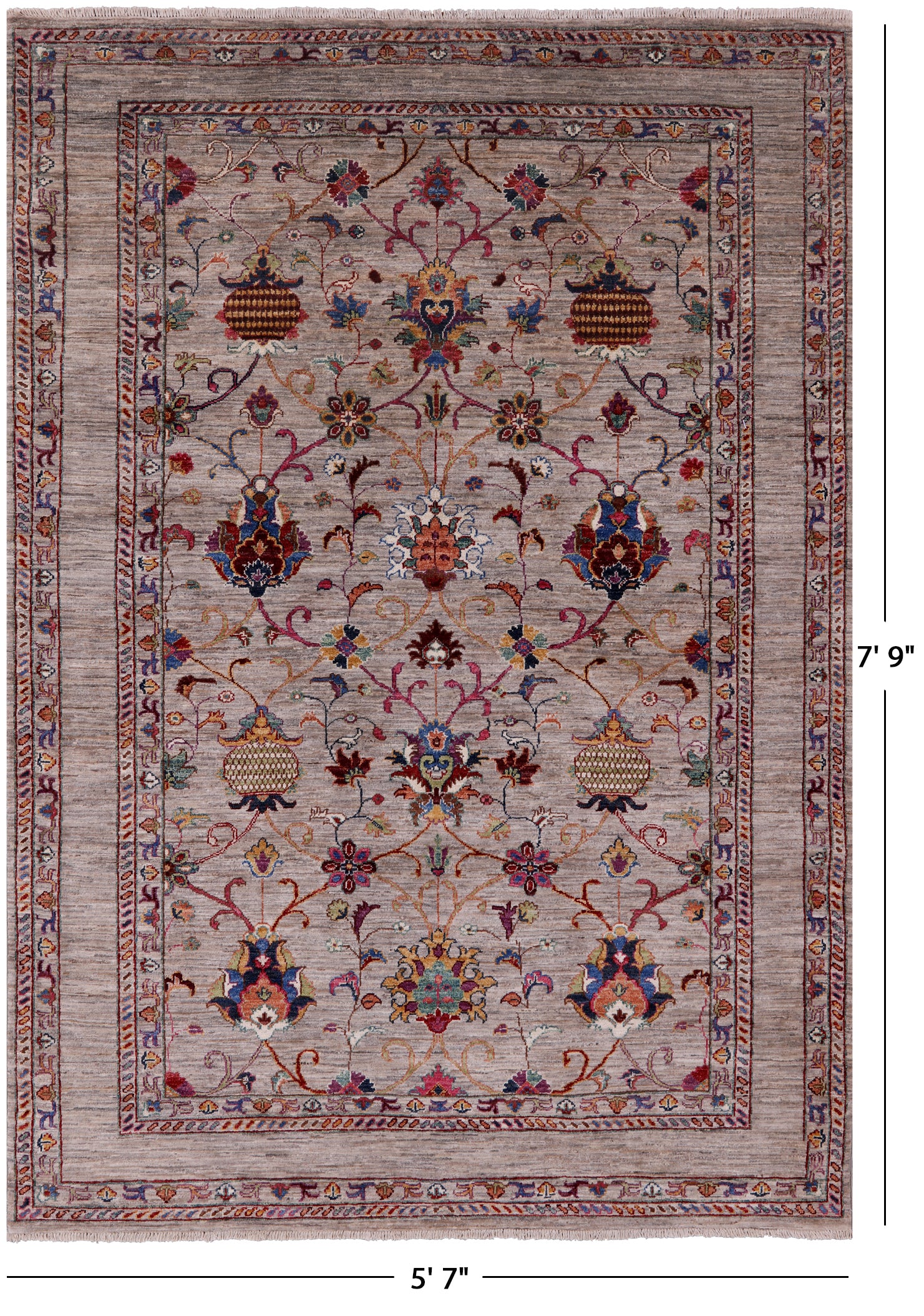 Peshawar Hand Knotted Wool Rug - 5' 7" X 7' 9" - Golden Nile