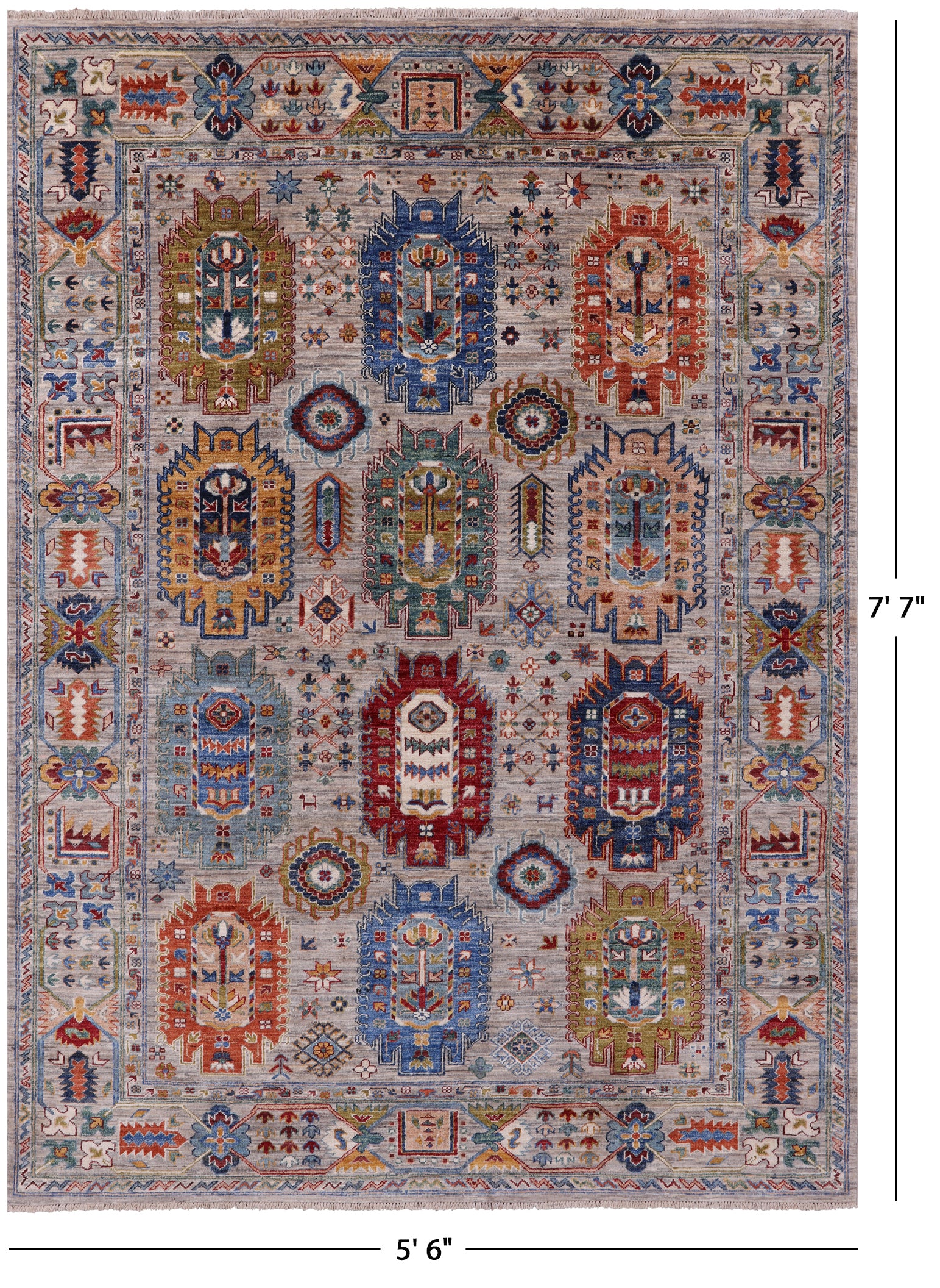 Turkmen Ersari Hand Knotted Wool Rug - 5' 6" X 7' 7" - Golden Nile