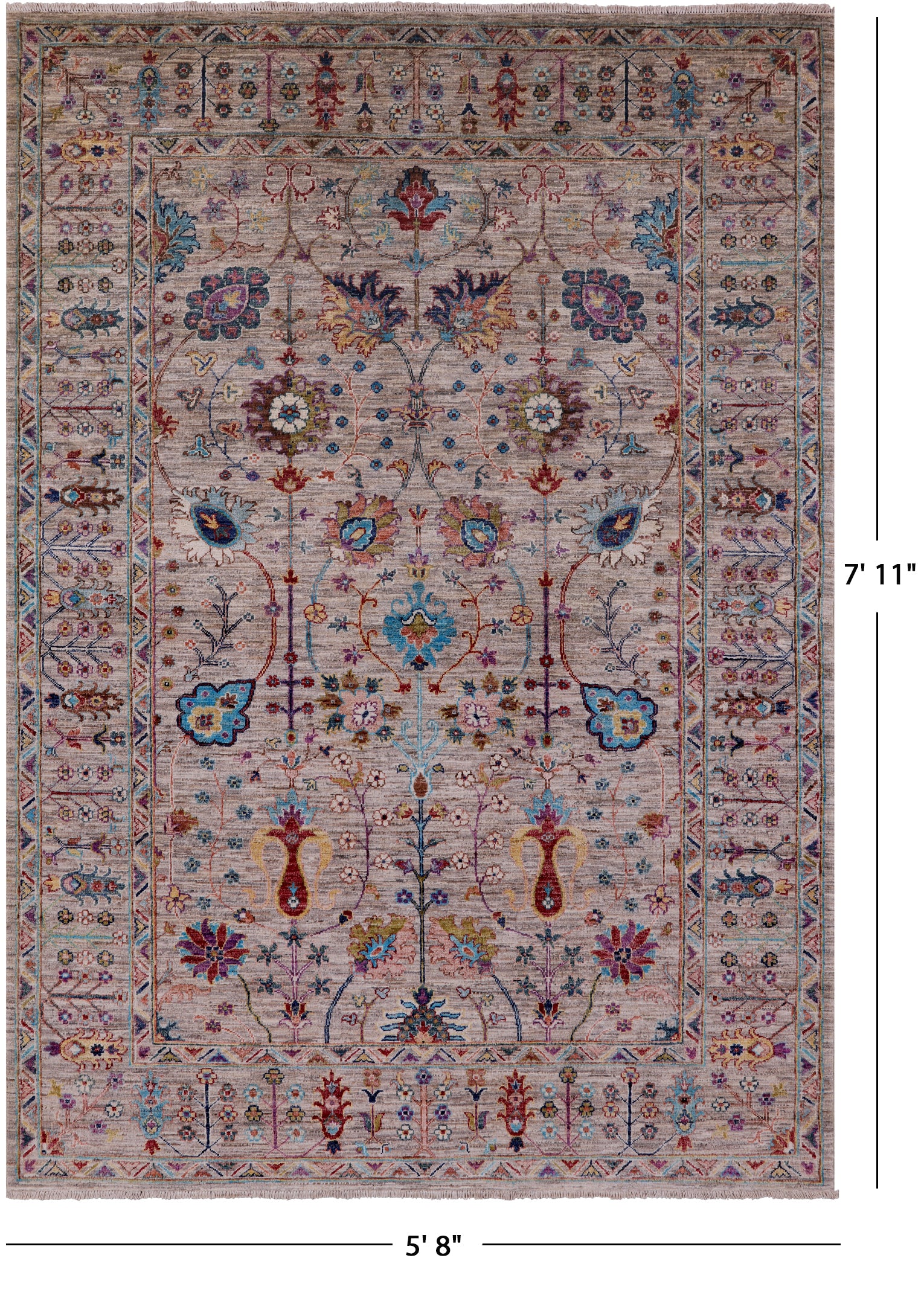 Peshawar Hand Knotted Wool Rug - 5' 8" X 7' 11" - Golden Nile