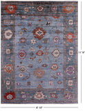 Blue Turkish Oushak Hand Knotted Wool Rug - 8' 10" X 11' 9" - Golden Nile