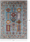 Blue Turkmen Ersari Hand Knotted Wool Rug - 5' 7" X 7' 10" - Golden Nile