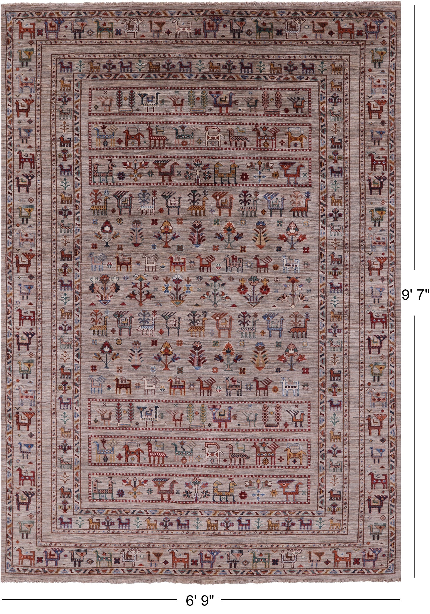 Persian Gabbeh Hand Knotted Wool Rug - 6' 9" X 9' 7" - Golden Nile