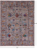 Peshawar Handmade Wool Rug - 5' 0" X 6' 6" - Golden Nile