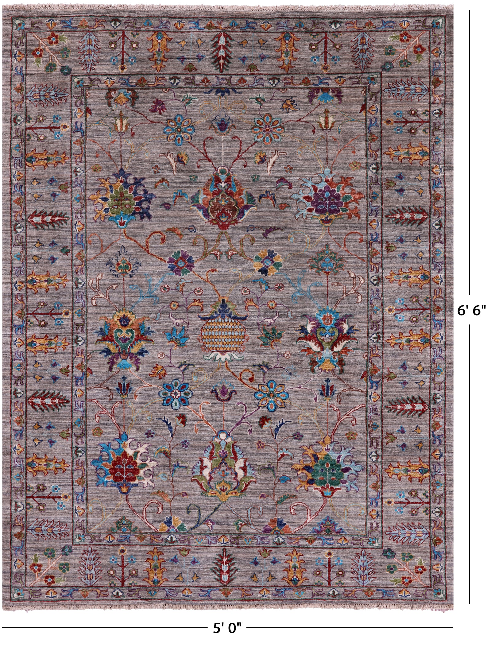 Peshawar Handmade Wool Rug - 5' 0" X 6' 6" - Golden Nile