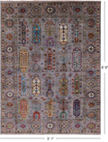 Grey Turkmen Ersari Handmade Wool Rug - 5' 1" X 6' 8" - Golden Nile