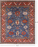 Blue Persian Fine Serapi Hand Knotted Wool Rug - 8' 2" X 10' 0" - Golden Nile