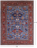 Blue Persian Fine Serapi Handmade Wool Rug - 8' 8" X 11' 9" - Golden Nile