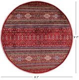 Red Round Khorjin Persian Gabbeh Hand Knotted Wool Rug - 9' 7" X 9' 7" - Golden Nile