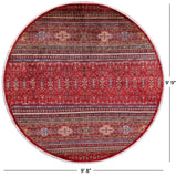 Red Round Khorjin Persian Gabbeh Hand Knotted Wool Rug - 9' 8" X 9' 9" - Golden Nile