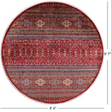 Red Round Khorjin Persian Gabbeh Hand Knotted Wool Rug - 9' 4" X 9' 7" - Golden Nile