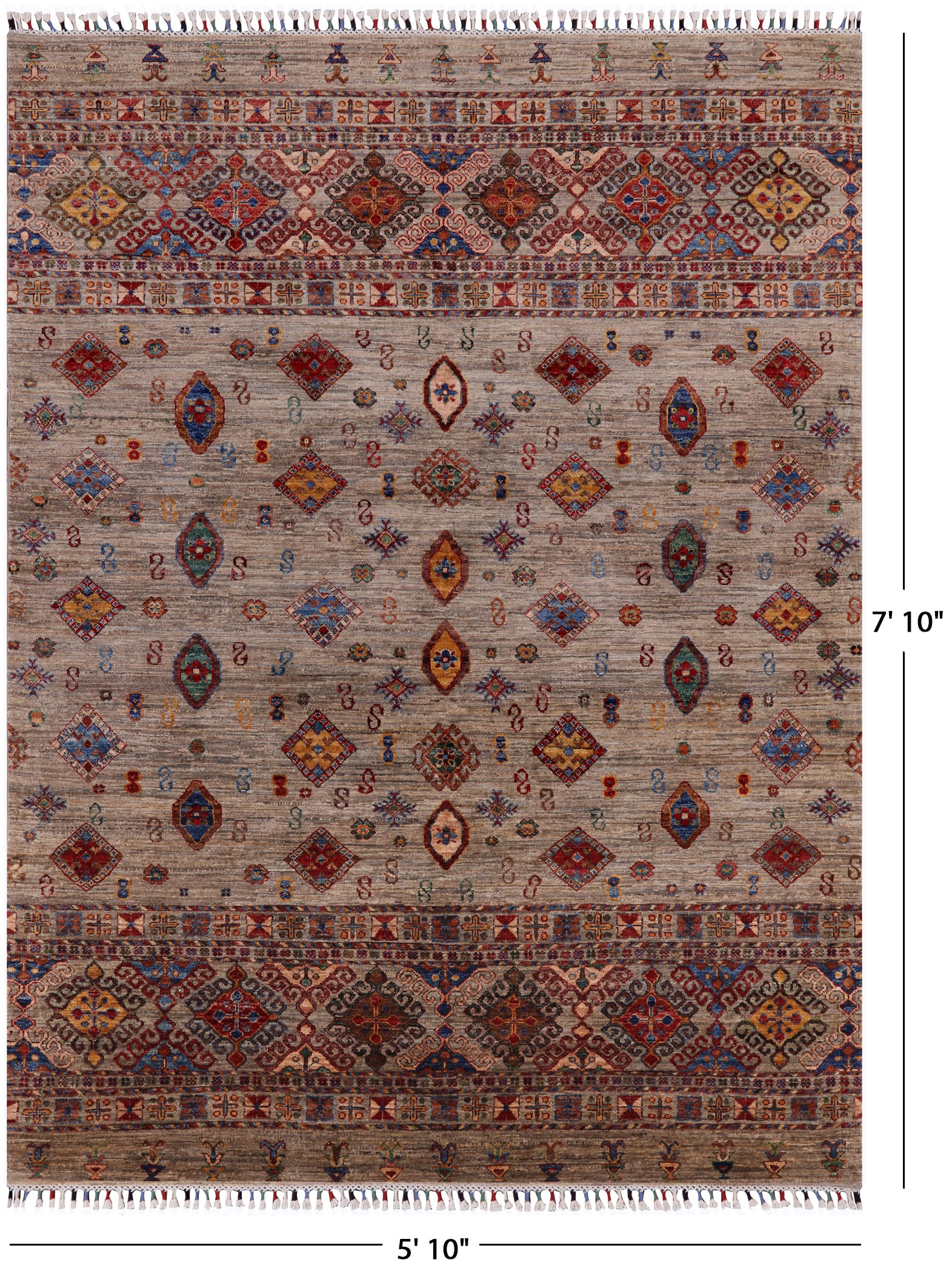 Khorjin Persian Gabbeh Handmade Wool Rug - 5' 10" X 7' 10" - Golden Nile