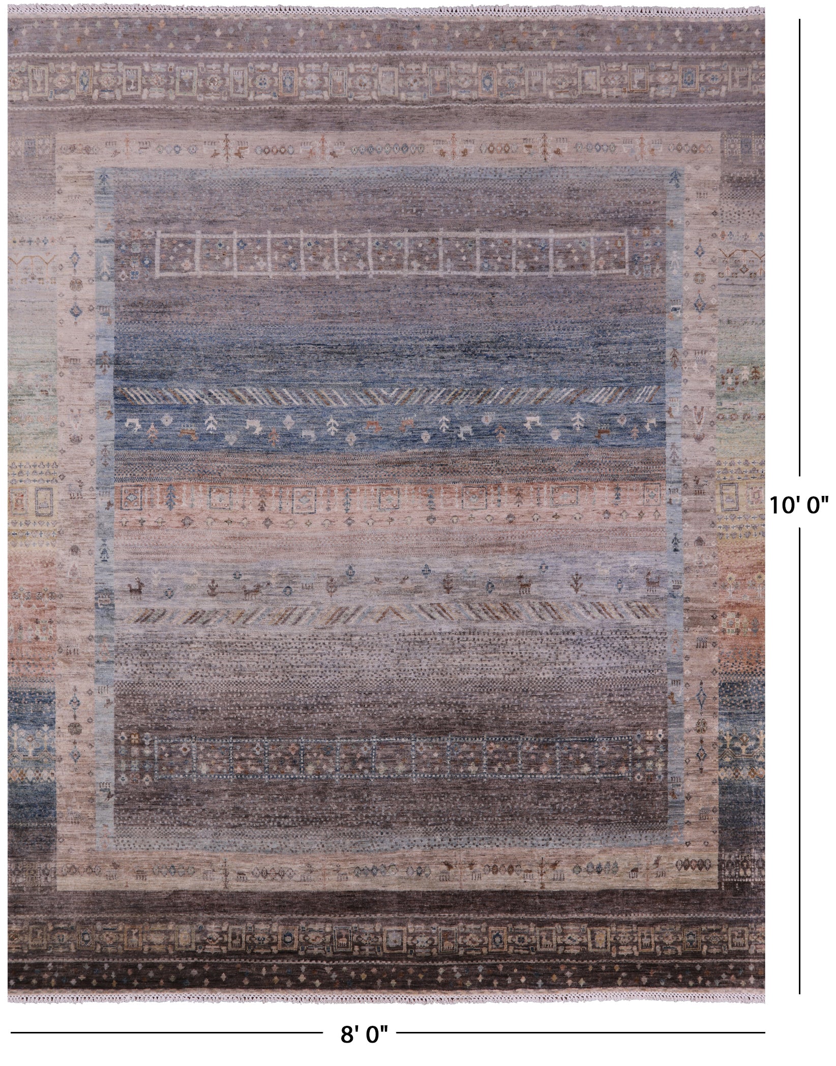 Tribal Persian Gabbeh Hand Knotted Wool Rug - 8' 0" X 10' 0" - Golden Nile