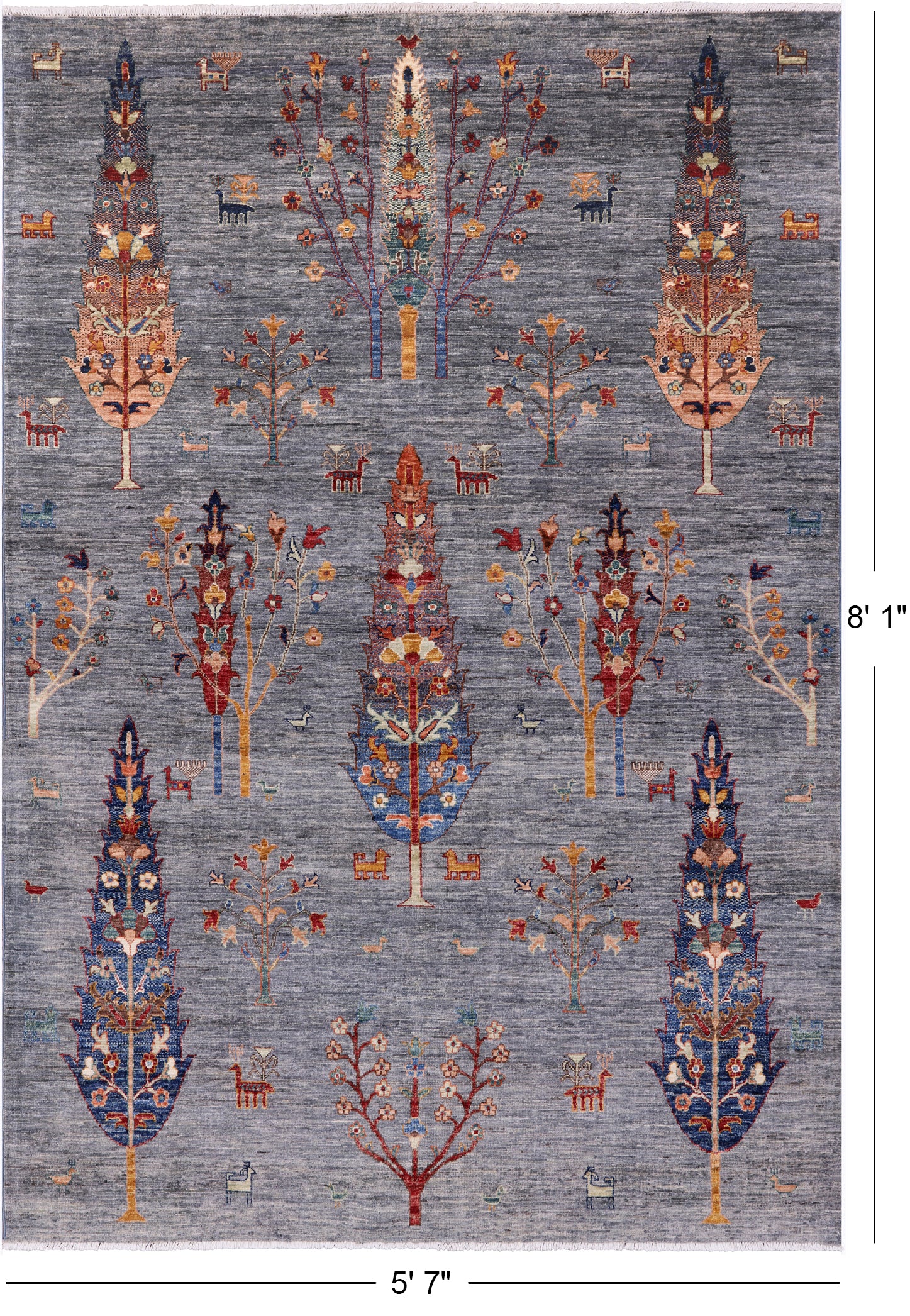 Persian Gabbeh Handmade Wool Rug - 5' 7" X 8' 1" - Golden Nile